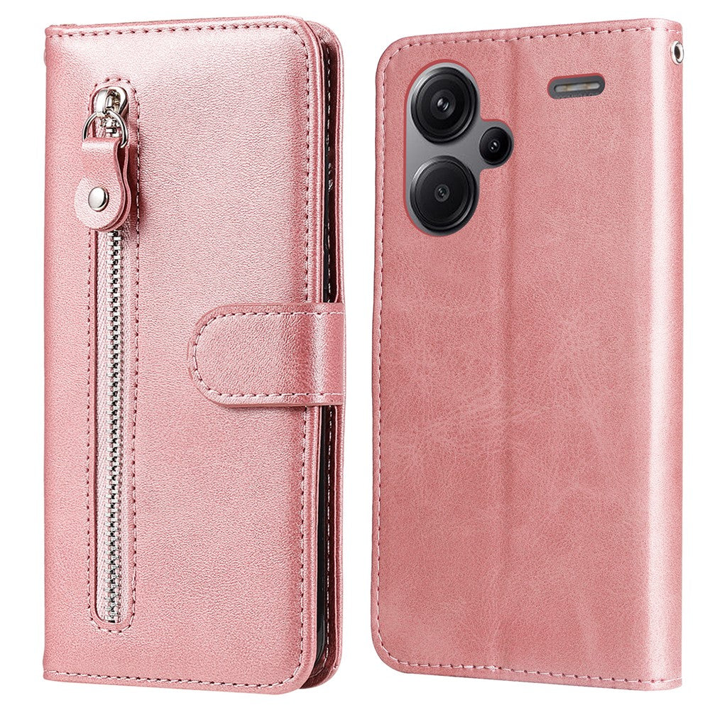 For Xiaomi Redmi Note 13 Pro+ 5G Case Stand Calf Texture Leather Cover Zipper Wallet