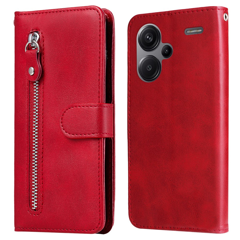 For Xiaomi Redmi Note 13 Pro+ 5G Case Stand Calf Texture Leather Cover Zipper Wallet
