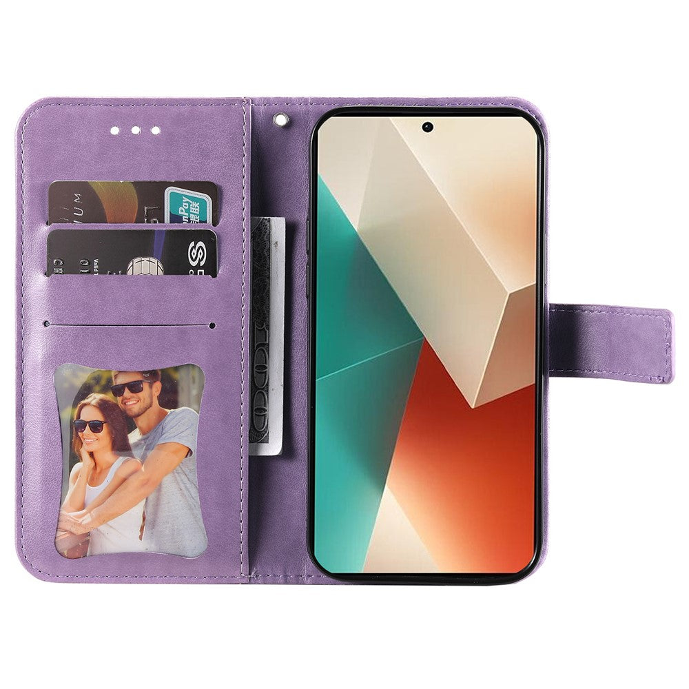 For Xiaomi Redmi Note 13 5G Case Floral Pattern PU Leather Wallet Stand Phone Cover