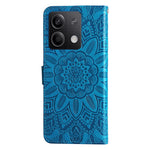 Xiaomi Redmi Note 13 5G-skal med solrosmönster i läder, plånboksfodral med stativ