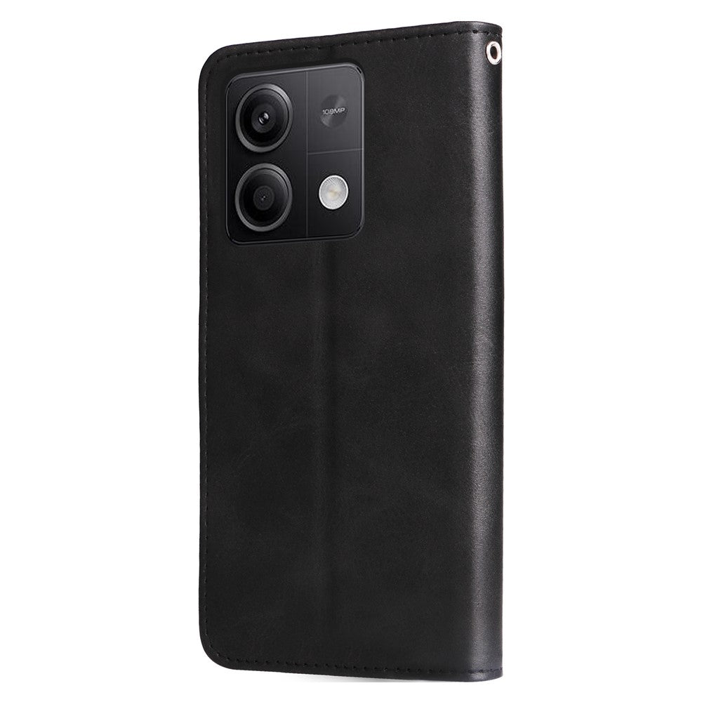 For Xiaomi Redmi Note 13 5G Leather Case Zipper Wallet Calf Texture Phone Stand Cover