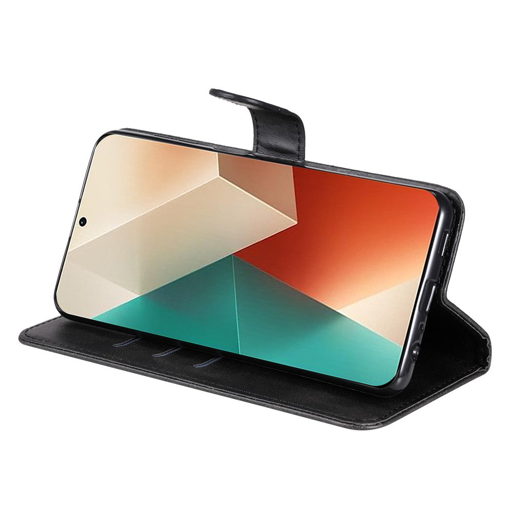 Läderfodral för Xiaomi Redmi Note 13 5G med dragkedja, plånbok, kalvtextur, mobilstativ