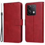 Xiaomi Redmi Note 13 5G-skal, stativ, läder, mobilfodral, plånbok med rem