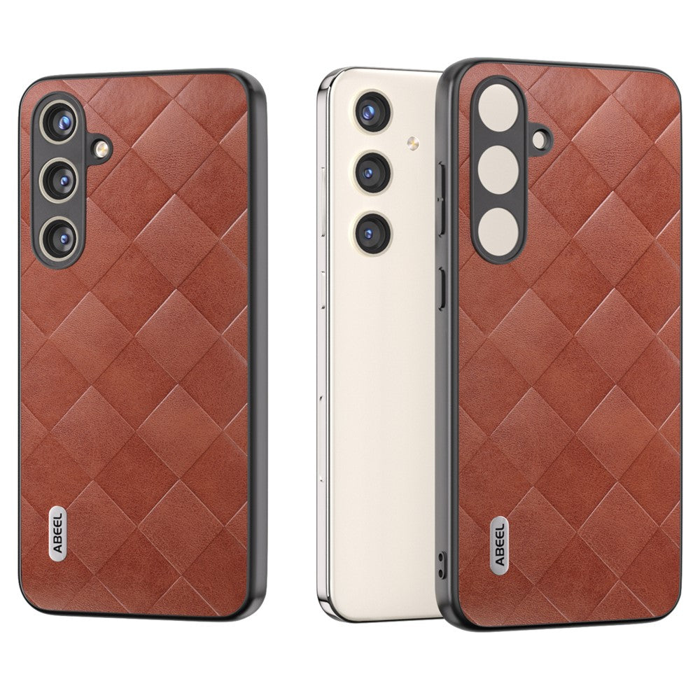 ABEEL For Samsung Galaxy S24+ Grid Texture Case PU Leather+TPU+PC Phone Cover