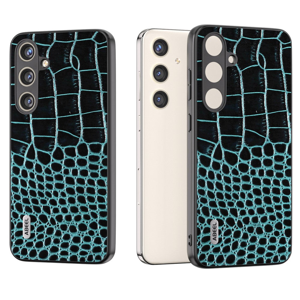ABEEL For Samsung Galaxy S24+ Crocodile Texture Series Case Genuine Cow Leather Phone Back Cover