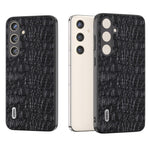 ABEEL For Samsung Galaxy S24+ Texture Case Genuine Cow Leather Coated PC+TPU Phone Cover