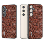 ABEEL For Samsung Galaxy S24+ Texture Case Genuine Cow Leather Coated PC+TPU Phone Cover