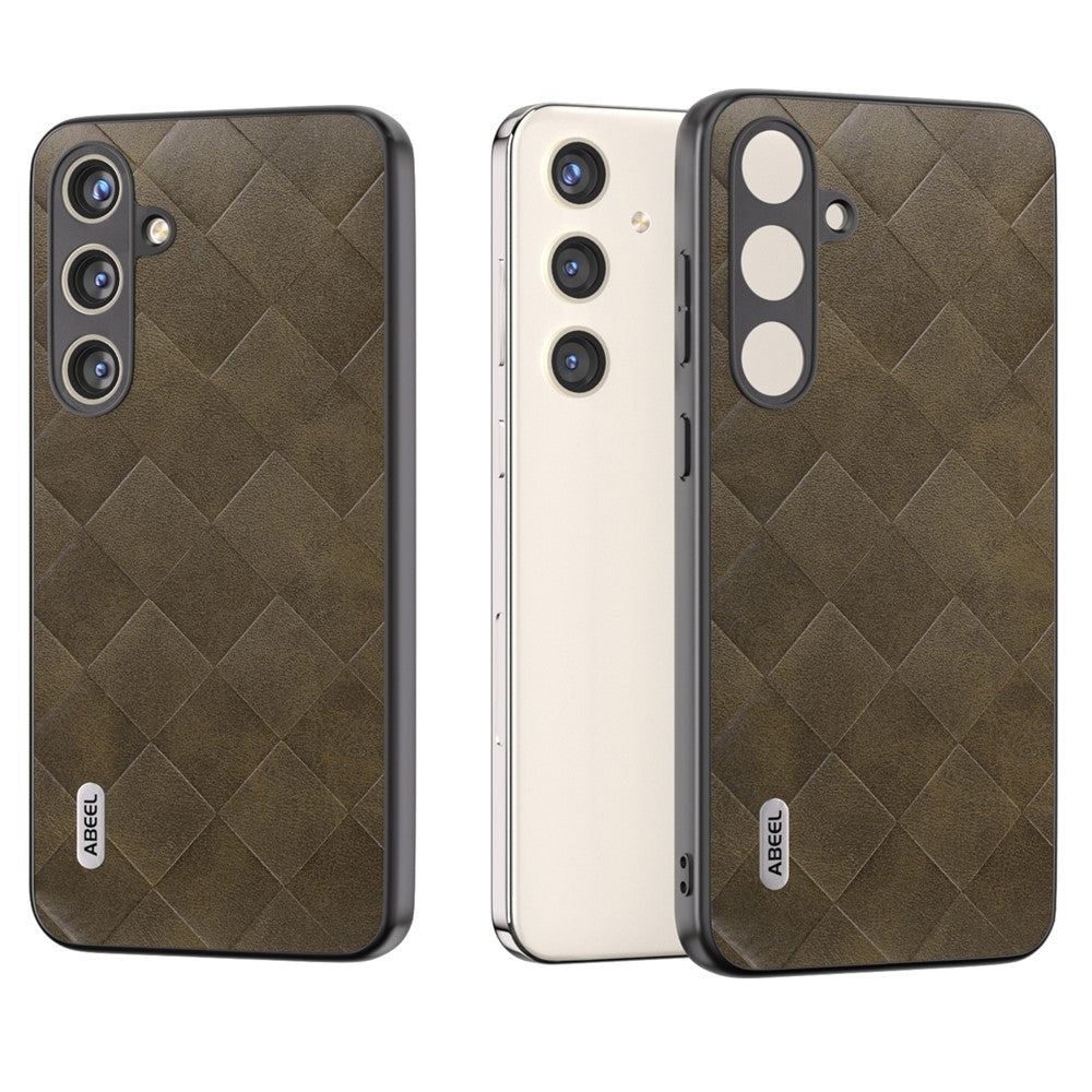 ABEEL til Samsung Galaxy S24 telefoncover med gittermønster beskyttende bagside i PU-læder