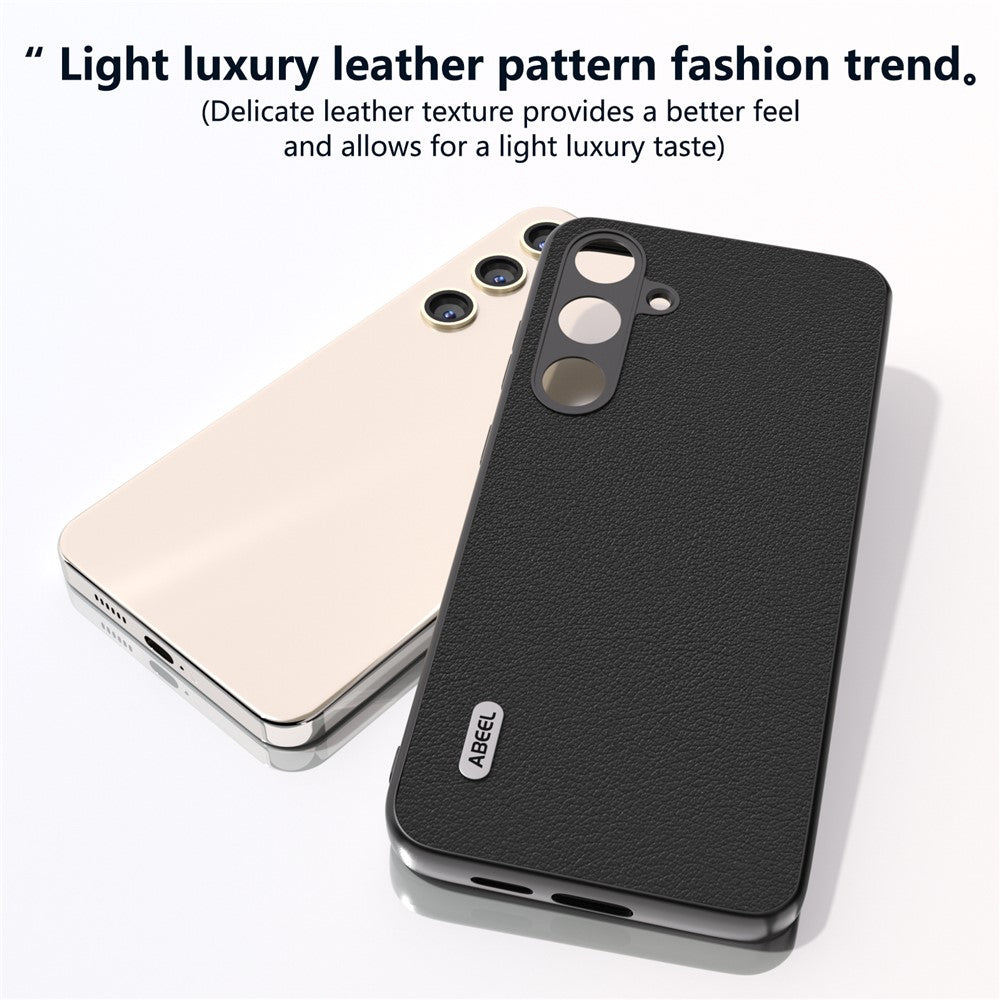 ABEEL For Samsung Galaxy S24 Phone Case Genuine Cow Leather Textured Protective Cover