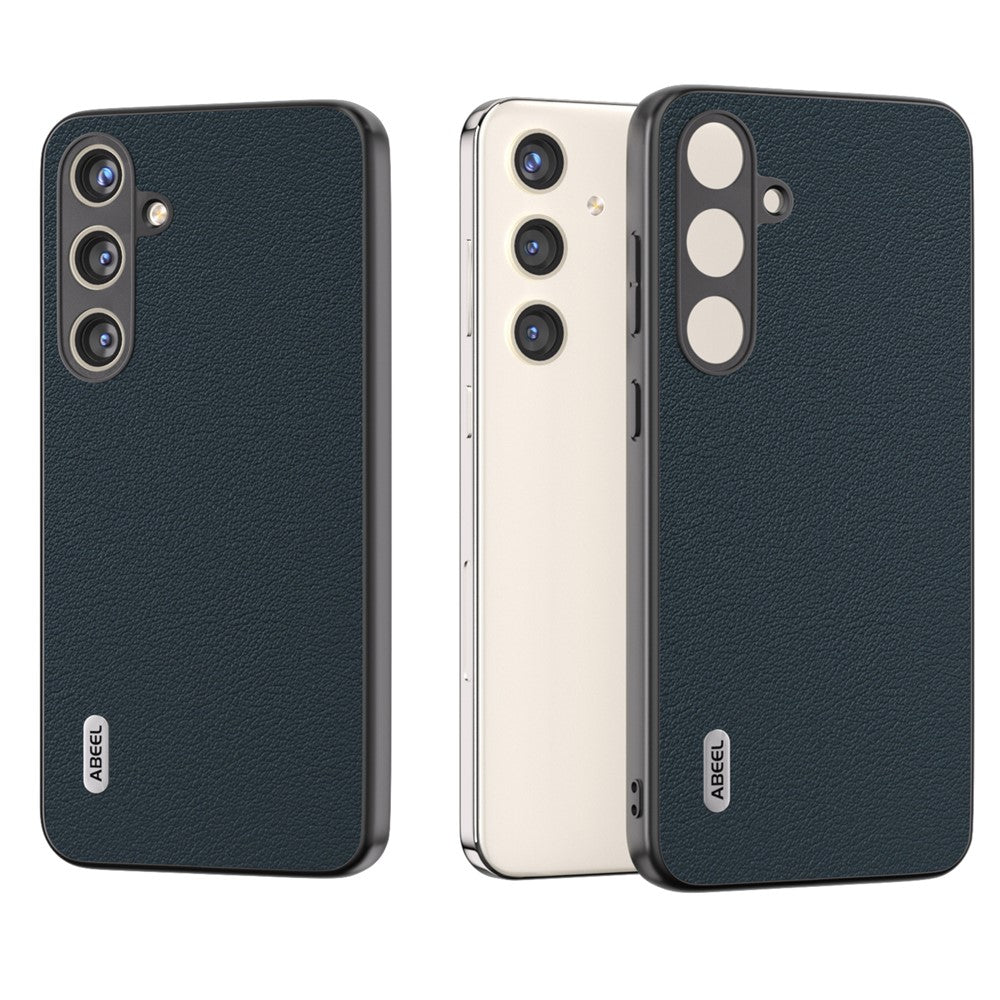 ABEEL For Samsung Galaxy S24 Phone Case Genuine Cow Leather Textured Protective Cover