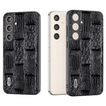 ABEEL til Samsung Galaxy S24 Mahjong-teksturcover Stødabsorberende ægte koskindscover