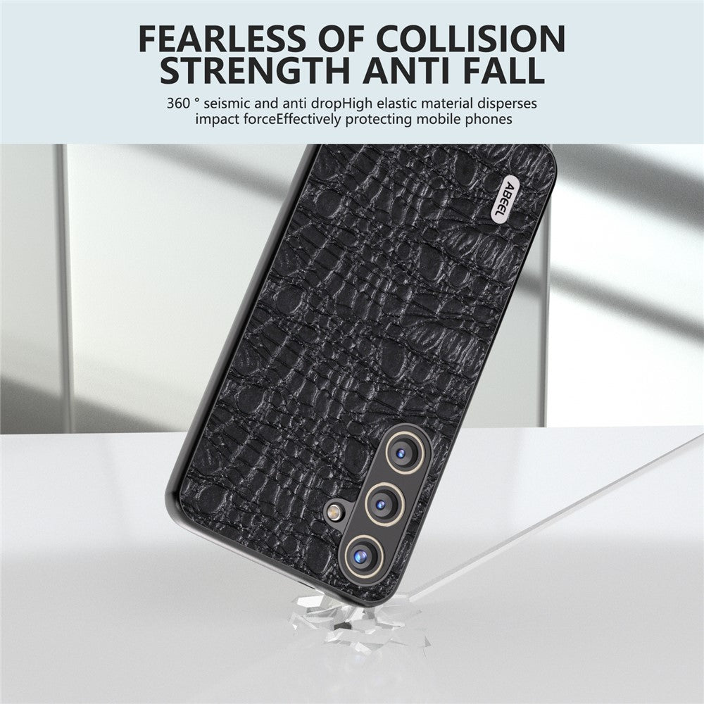 ABEEL til Samsung Galaxy S24 Slim Cover Ægte Koskind Læder Bagcover med Skridsikker Tekstur