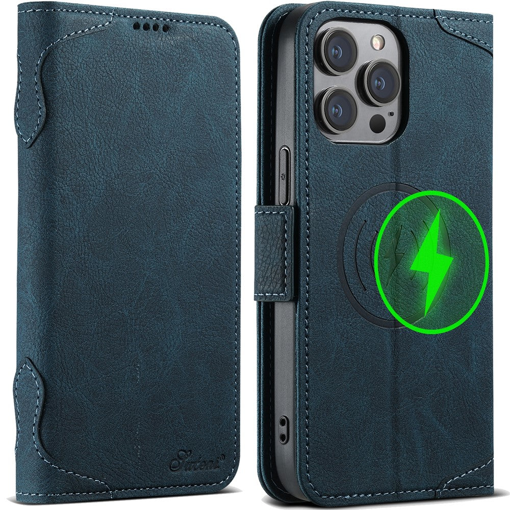 SUTENI J07 Til iPhone 12 Pro 6,1 tommer / 12 6,1 tommer Cover kompatibel med MagSafe Litchi-tekstur læder telefoncover