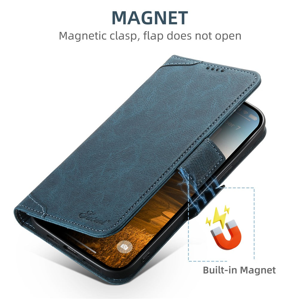 SUTENI J07 Til iPhone 12 Pro 6,1 tommer / 12 6,1 tommer Cover kompatibel med MagSafe Litchi-tekstur læder telefoncover