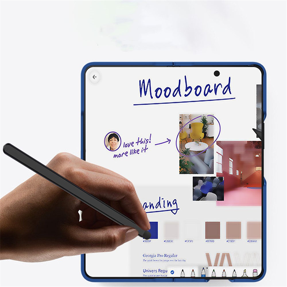 Til Samsung Galaxy Z Fold4 5G telefoncover PC beskyttelsescover med hærdet glasfilm / styluspen