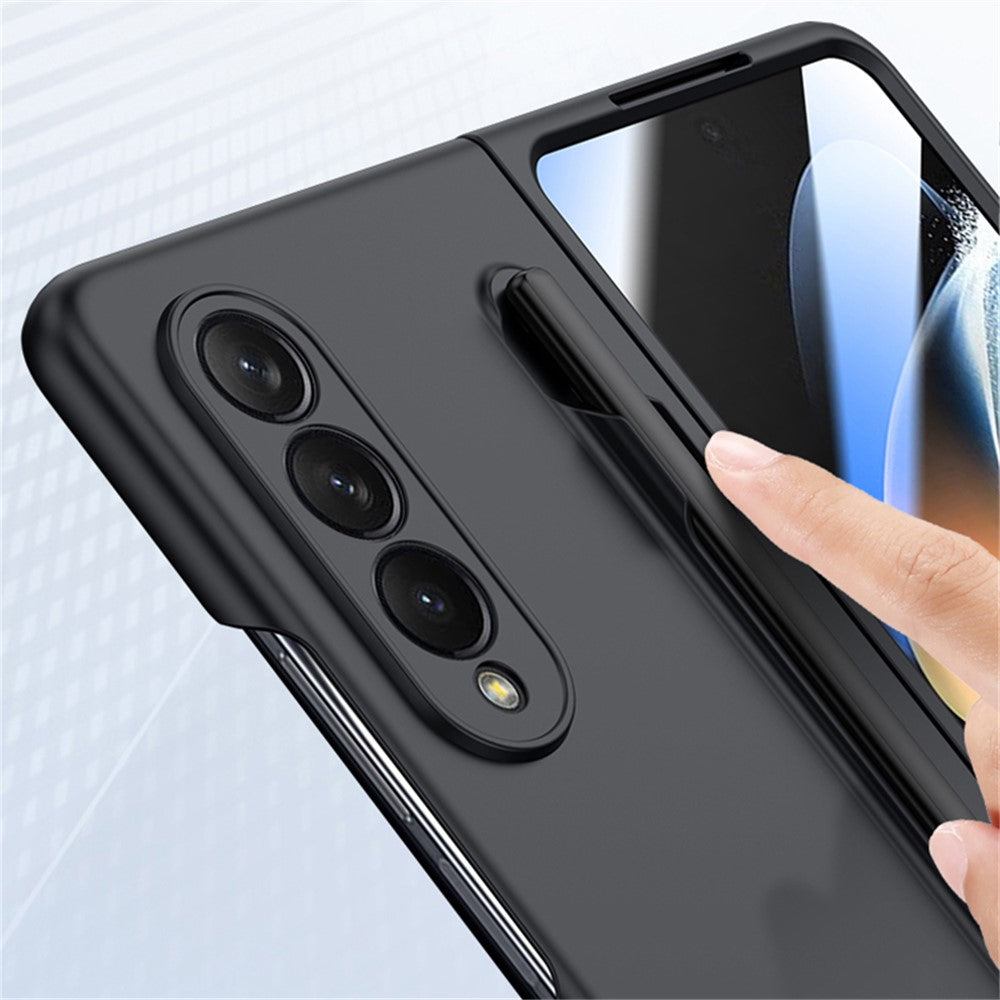 Til Samsung Galaxy Z Fold4 5G telefoncover PC beskyttelsescover med hærdet glasfilm / styluspen