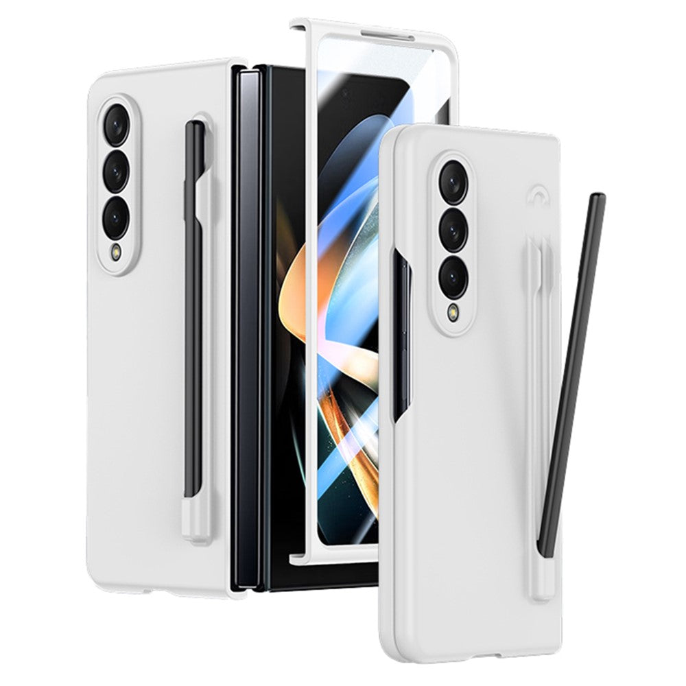 Til Samsung Galaxy Z Fold4 5G telefoncover PC beskyttelsescover med hærdet glasfilm / styluspen