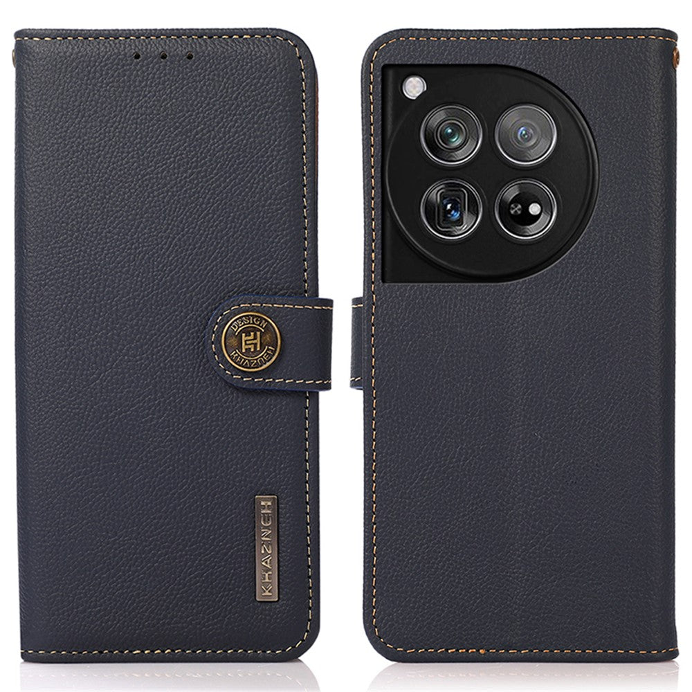 KHAZNEH Mobilskal För OnePlus 12 5G Äkta Koläder + TPU RFID-blockerande stativfodral