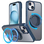 Magnetiskt skal för iPhone 15 Plus med ringstöd och PC + TPU-skal