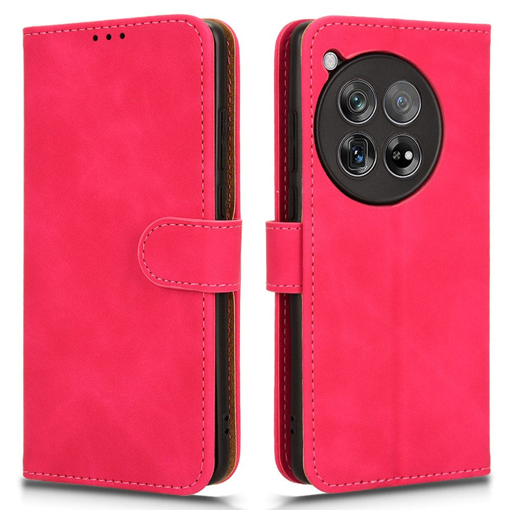 OnePlus 12 5G Skin-Feel Läderfodral Plånboksfodral med Stativ mobilfodral