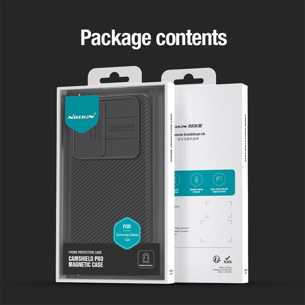 NILLKIN CamShield Pro-skal till Samsung Galaxy S24 Magnetiskt PC+TPU-mobilskydd