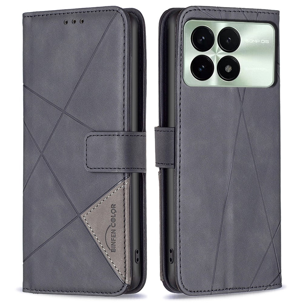 BINFEN COLOR For Xiaomi Redmi K70E 5G / Poco X6 Pro 5G Phone Cases Wallet Stand Geometry Imprint Leather Cover