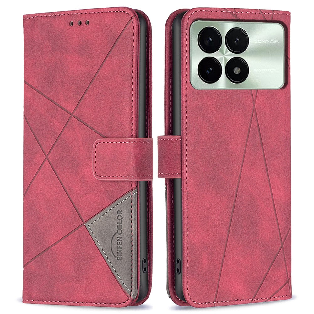 BINFEN COLOR For Xiaomi Redmi K70E 5G / Poco X6 Pro 5G Phone Cases Wallet Stand Geometry Imprint Leather Cover