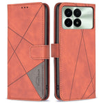 BINFEN COLOR For Xiaomi Redmi K70E 5G / Poco X6 Pro 5G Phone Cases Wallet Stand Geometry Imprint Leather Cover