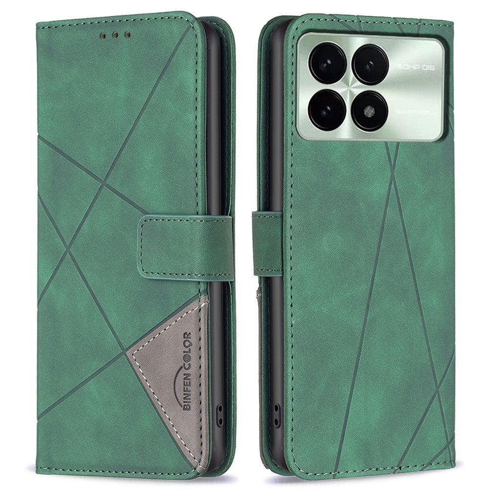 BINFEN COLOR For Xiaomi Redmi K70E 5G / Poco X6 Pro 5G Phone Cases Wallet Stand Geometry Imprint Leather Cover