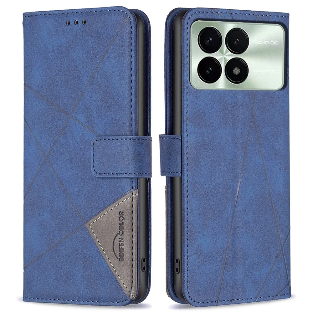 BINFEN COLOR For Xiaomi Redmi K70E 5G / Poco X6 Pro 5G Phone Cases Wallet Stand Geometry Imprint Leather Cover