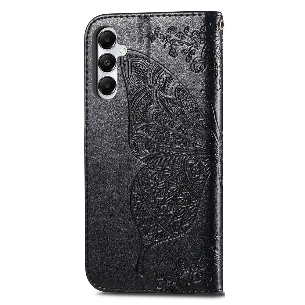 For Samsung Galaxy A05s 4G PU Leather Case Stand Function Butterfly Flower Pattern Cover Wallet