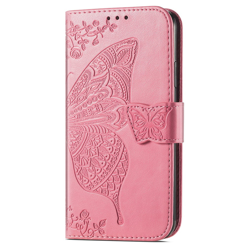 For Samsung Galaxy S24 Ultra Flip Folio Cover with Butterfly Pattern Leather Stand Phone Case