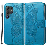 For Samsung Galaxy S24 Ultra Flip Folio Cover with Butterfly Pattern Leather Stand Phone Case