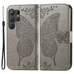 For Samsung Galaxy S24 Ultra Flip Folio Cover with Butterfly Pattern Leather Stand Phone Case