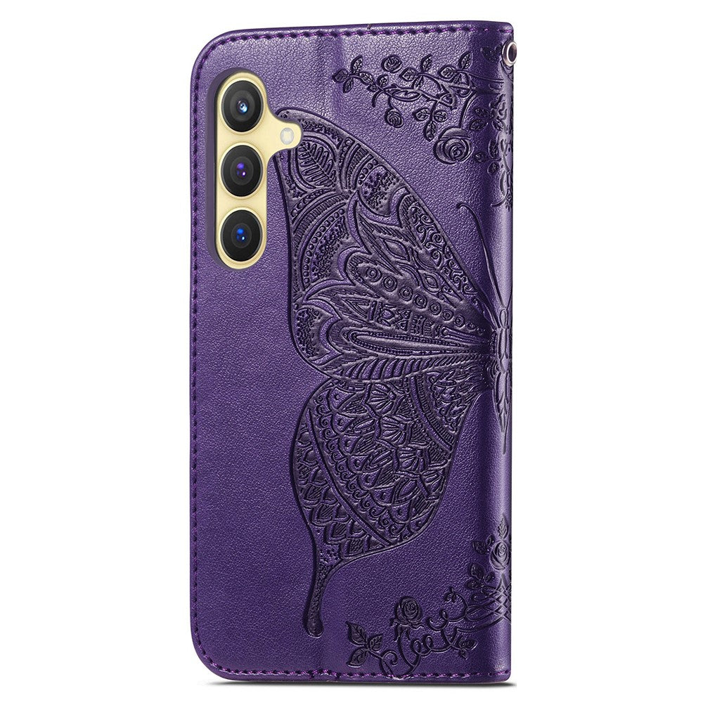 Wallet Case for Samsung Galaxy S24+ Butterfly Imprinted Leather Folio Phone Cover Stand