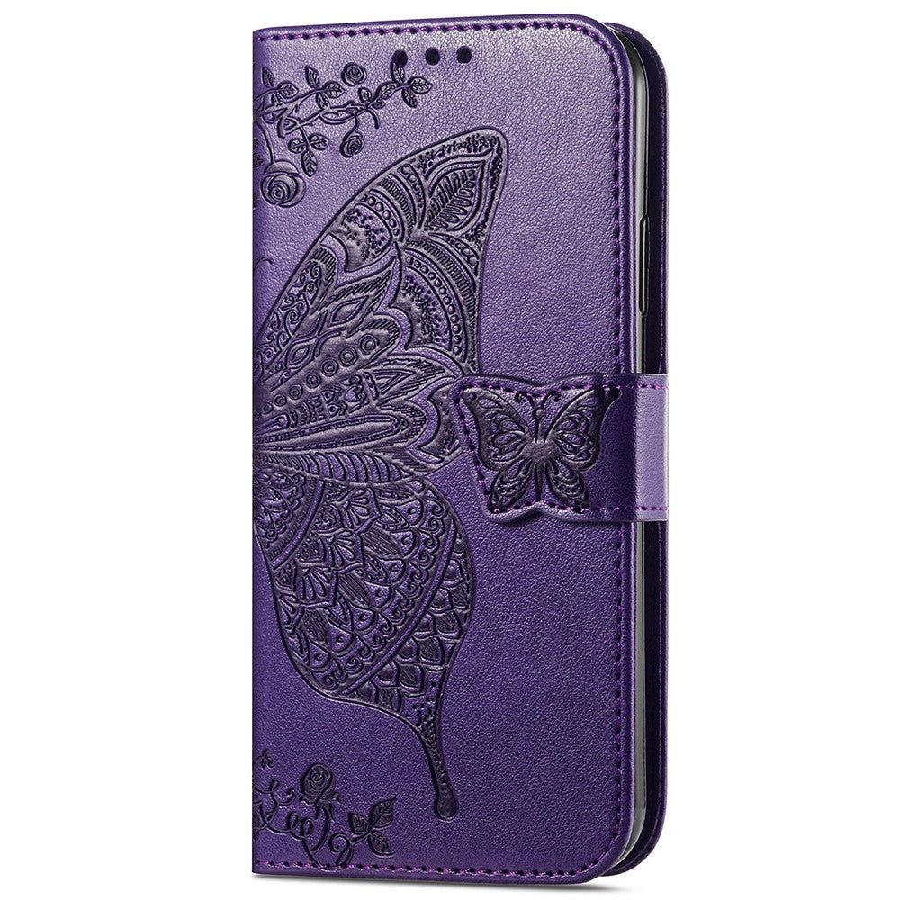 Wallet Case for Samsung Galaxy S24+ Butterfly Imprinted Leather Folio Phone Cover Stand