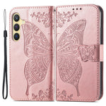 Wallet Case for Samsung Galaxy S24+ Butterfly Imprinted Leather Folio Phone Cover Stand