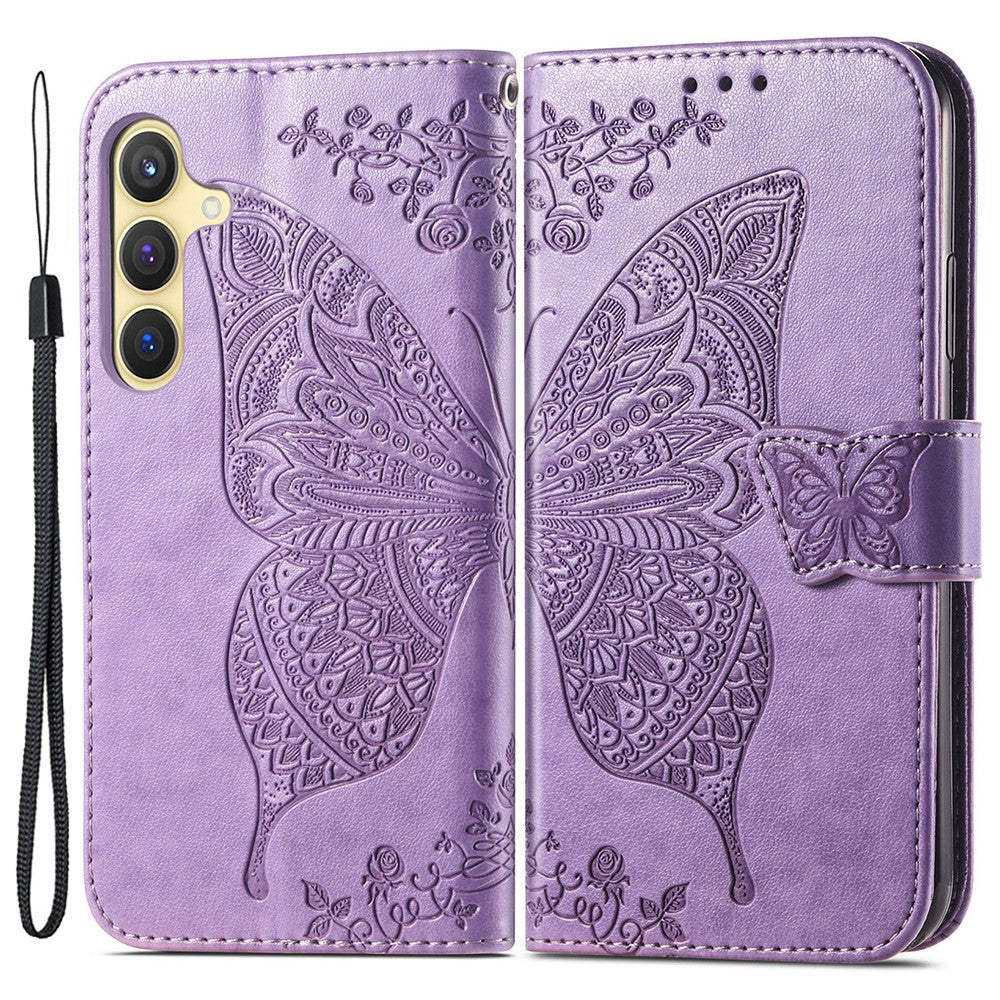 Wallet Case for Samsung Galaxy S24+ Butterfly Imprinted Leather Folio Phone Cover Stand