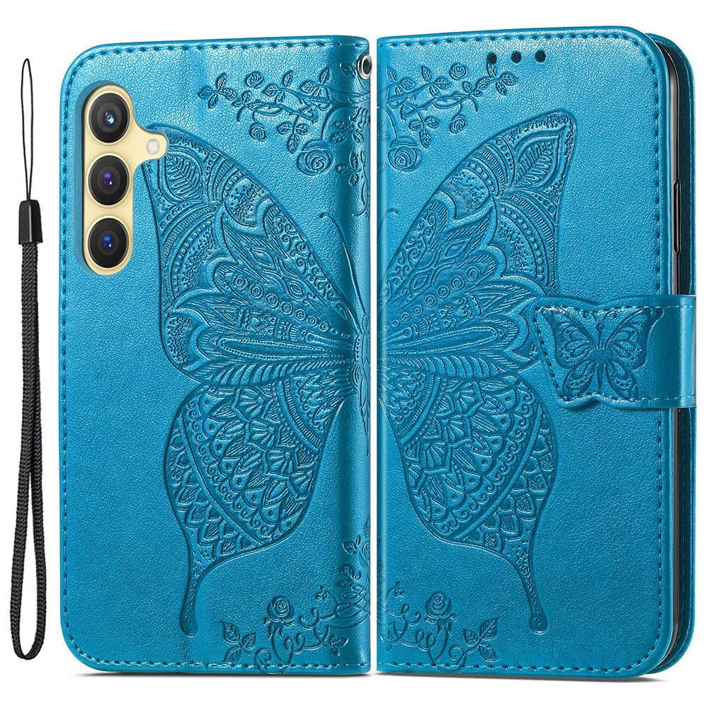 Wallet Case for Samsung Galaxy S24+ Butterfly Imprinted Leather Folio Phone Cover Stand