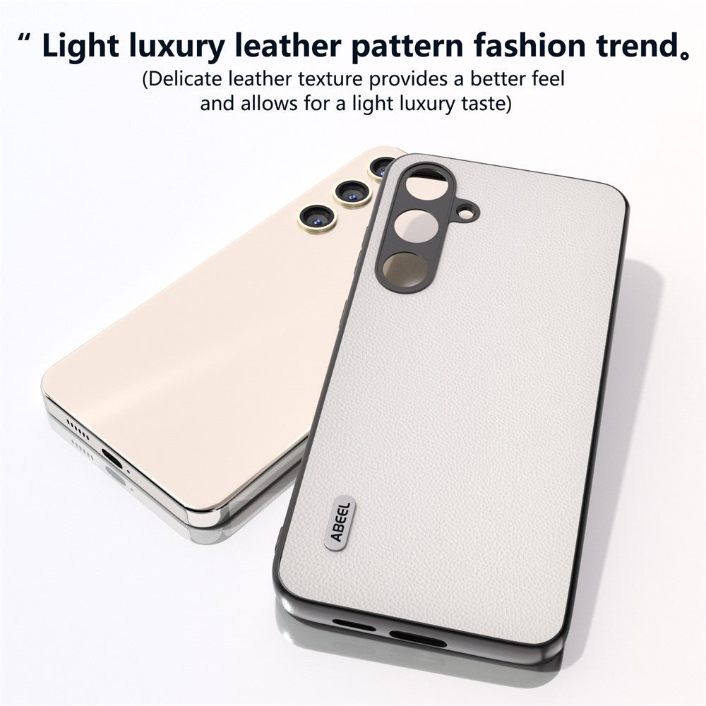 ABEEL Til Samsung Galaxy S24 Cover Ægte Koskind+PC Ridsefast Telefonbeskytter