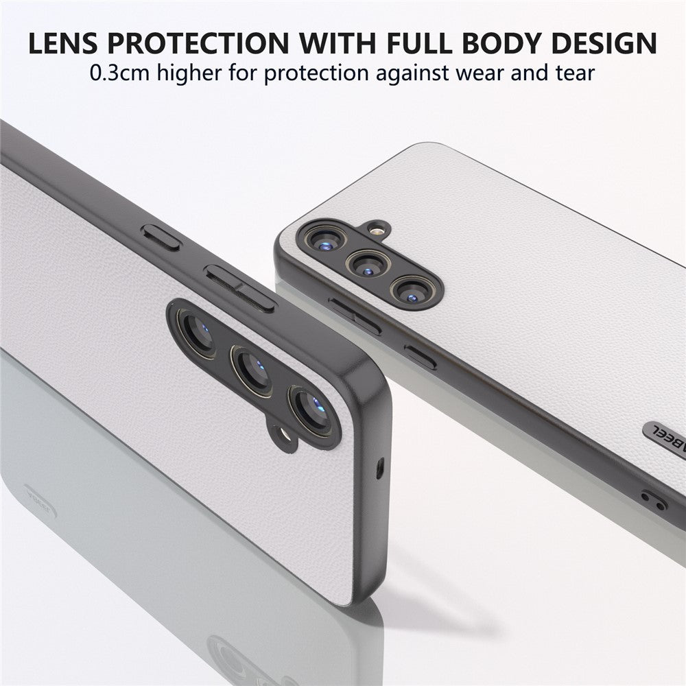 ABEEL Til Samsung Galaxy S24 Cover Ægte Koskind+PC Ridsefast Telefonbeskytter
