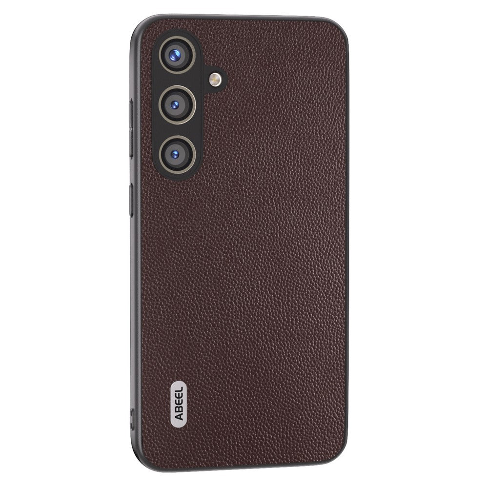 ABEEL Til Samsung Galaxy S24 Cover Ægte Koskind+PC Ridsefast Telefonbeskytter