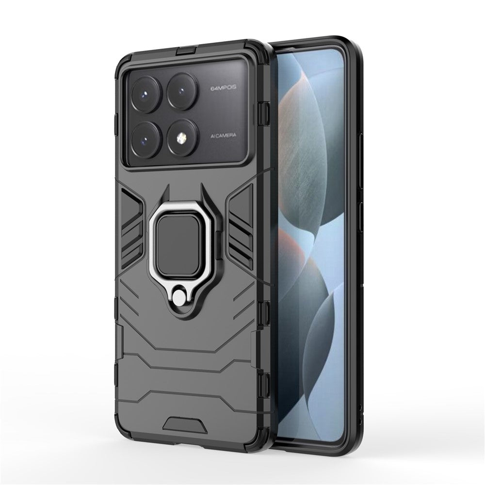For Xiaomi Redmi K70E 5G / Poco X6 Pro 5G Phone Case PC+TPU Cover Rotation Ring Holder Kickstand