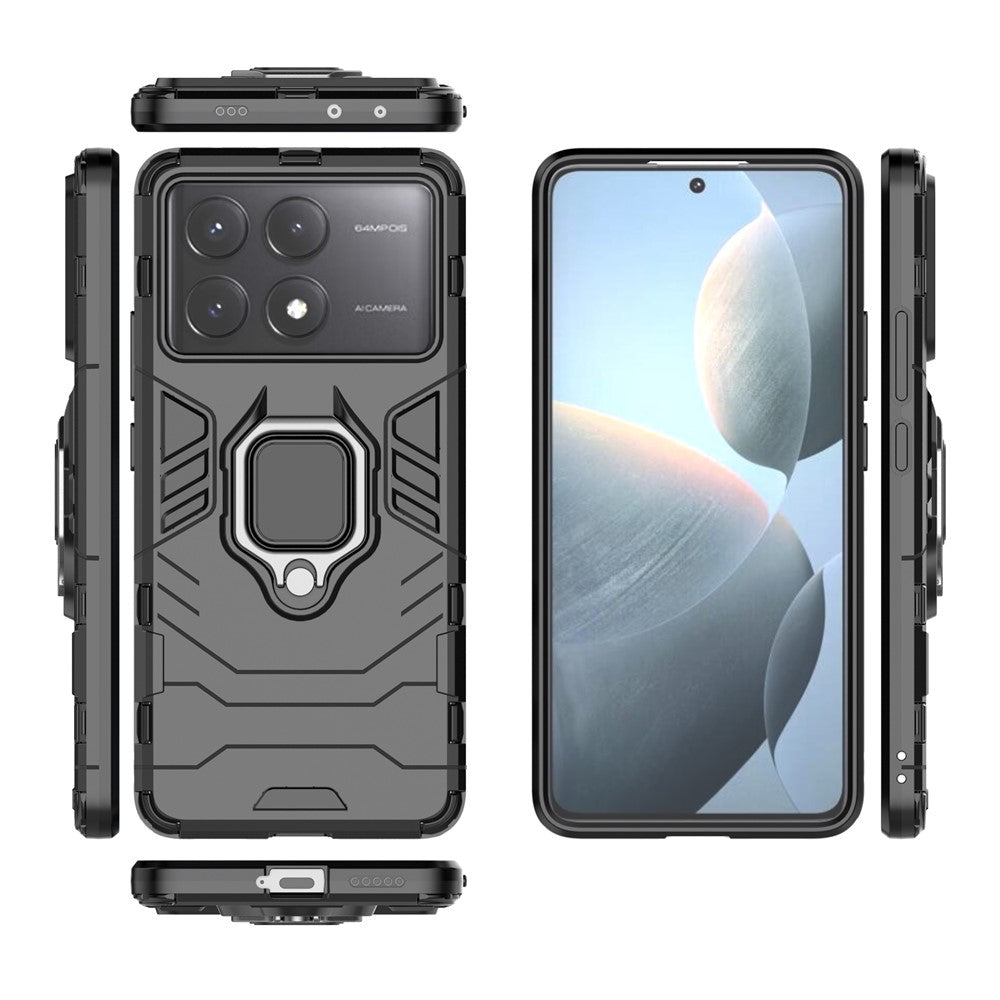 For Xiaomi Redmi K70E 5G / Poco X6 Pro 5G Phone Case PC+TPU Cover Rotation Ring Holder Kickstand