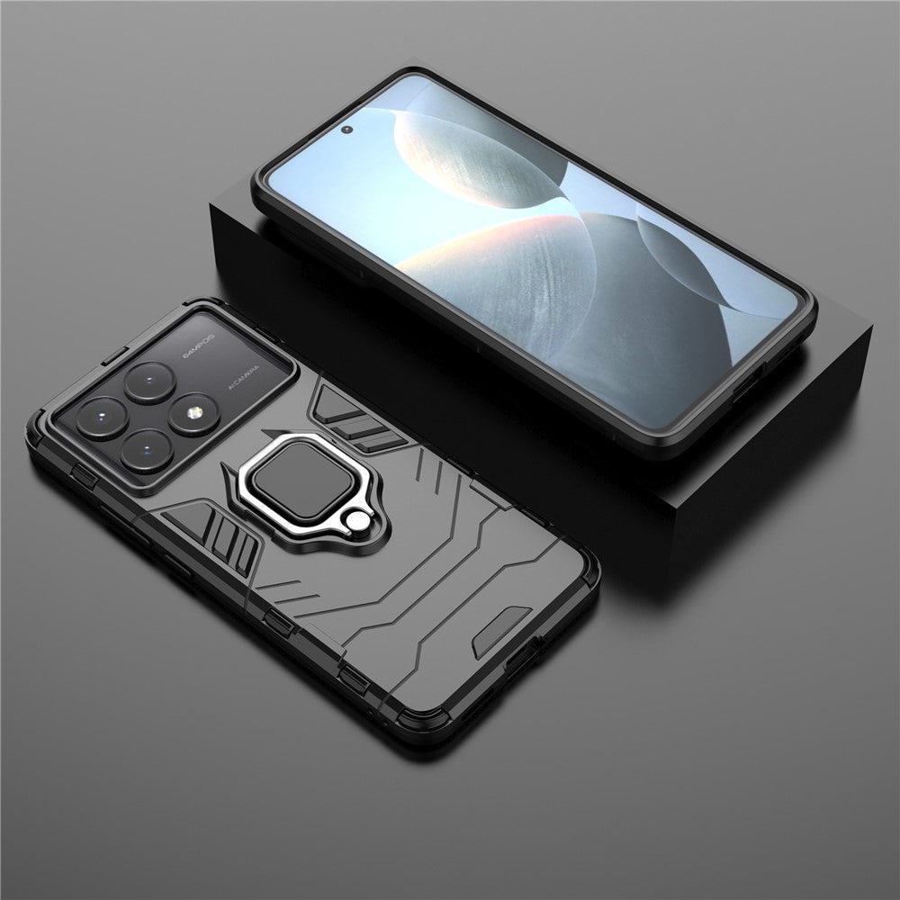 For Xiaomi Redmi K70E 5G / Poco X6 Pro 5G Phone Case PC+TPU Cover Rotation Ring Holder Kickstand