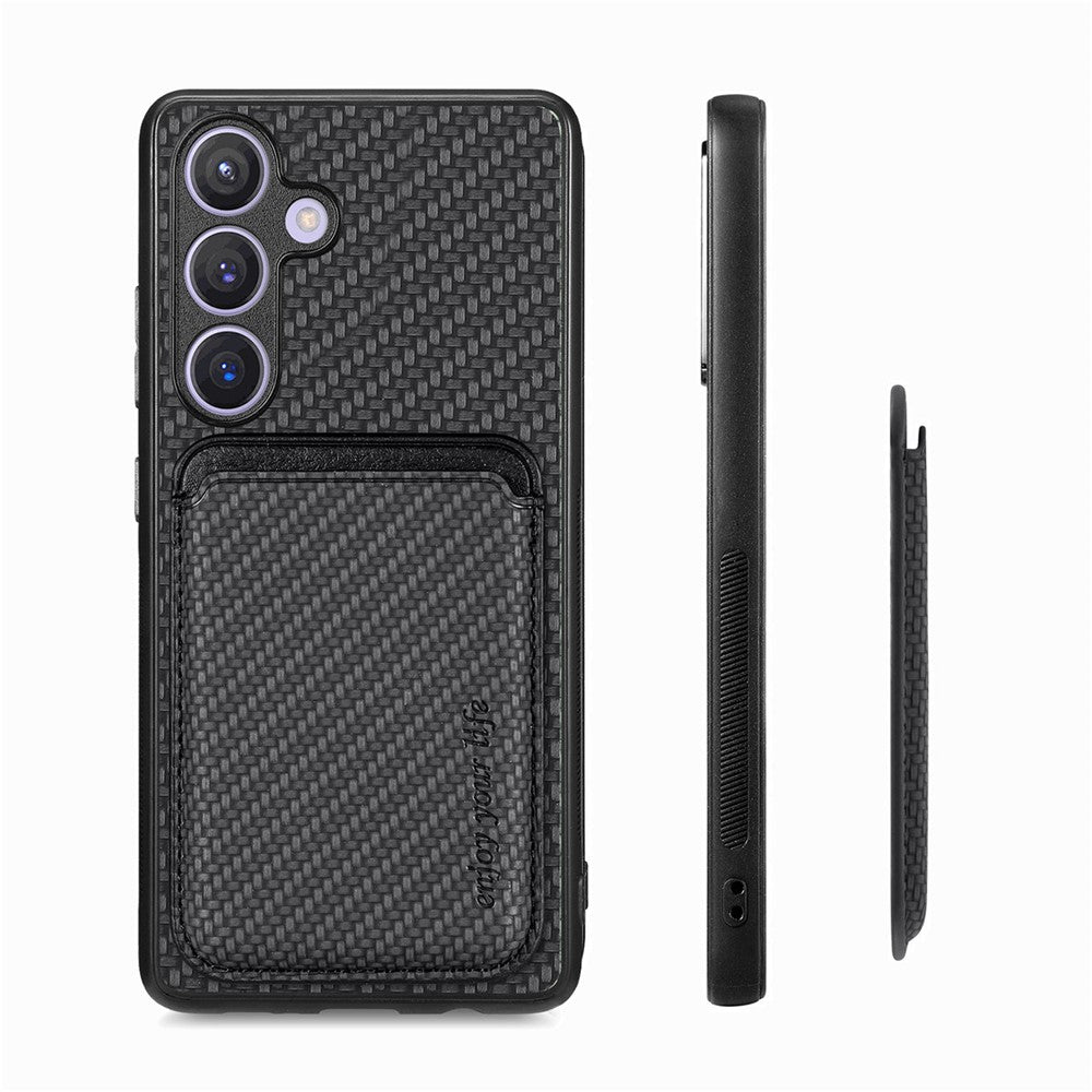 Samsung Galaxy S24+ Bakskal PU+PC+TPU Skal med Magnetisk Avtagbar Korthållare