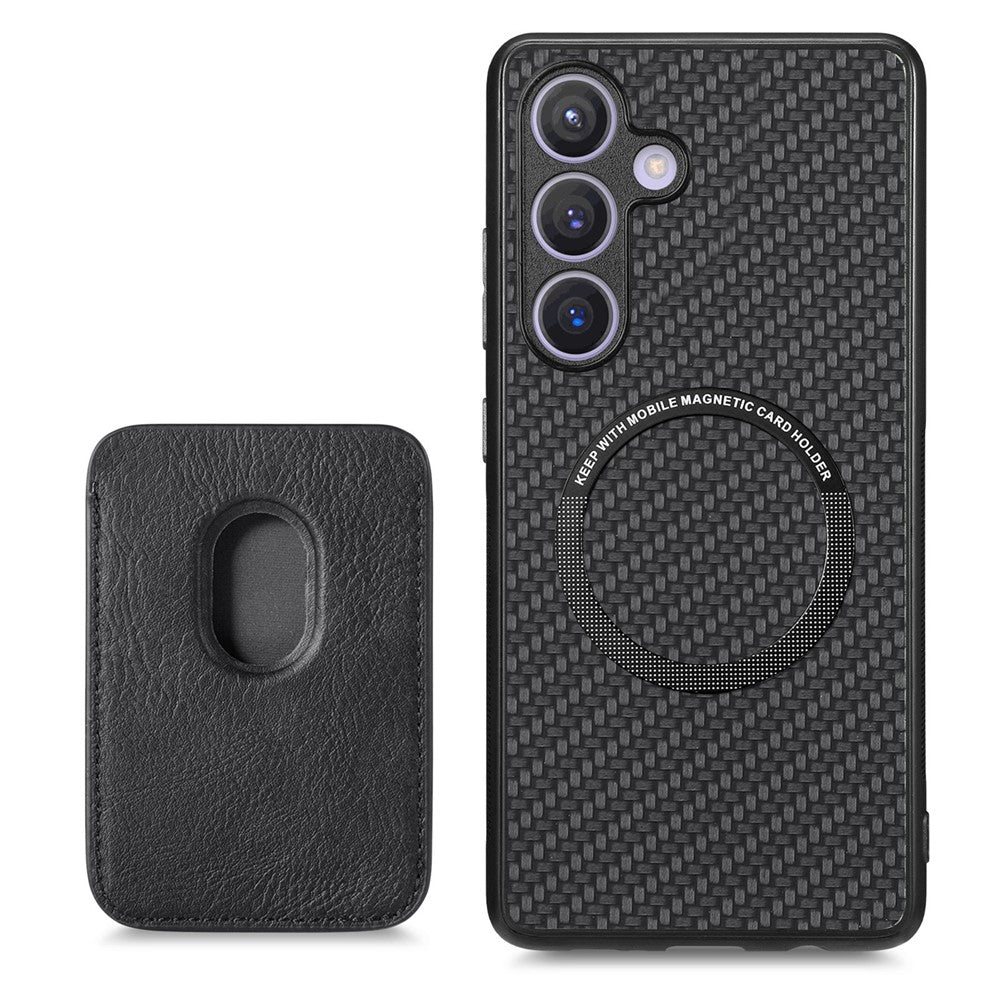 Samsung Galaxy S24+ Bakskal PU+PC+TPU Skal med Magnetisk Avtagbar Korthållare