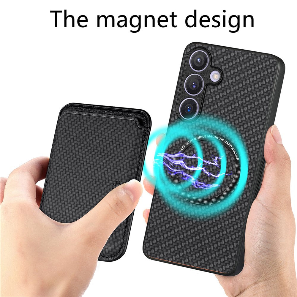 Samsung Galaxy S24+ Bakskal PU+PC+TPU Skal med Magnetisk Avtagbar Korthållare
