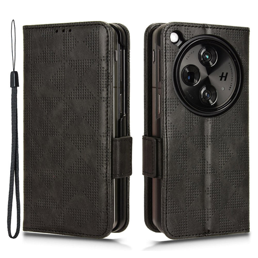 For Oppo Find N3 5G Phone Case Imprinted Triangle Folio Wallet Leather Cover