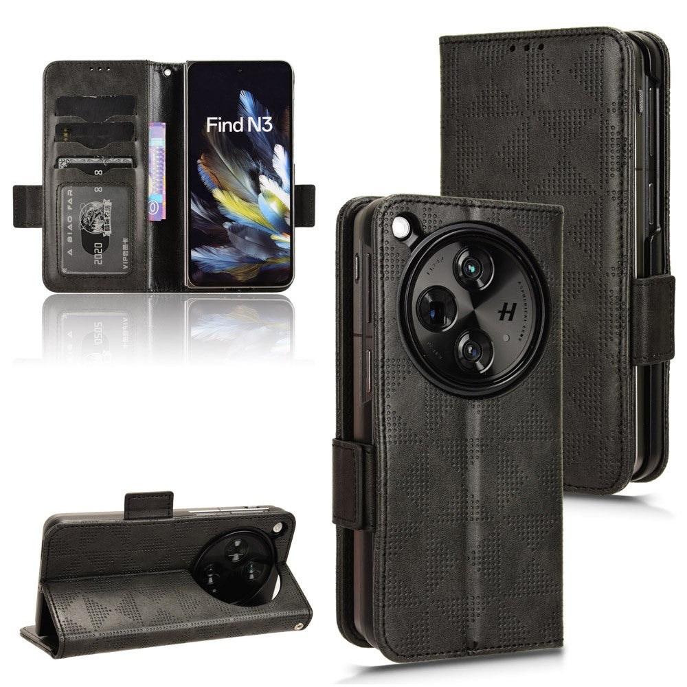 For Oppo Find N3 5G Phone Case Imprinted Triangle Folio Wallet Leather Cover